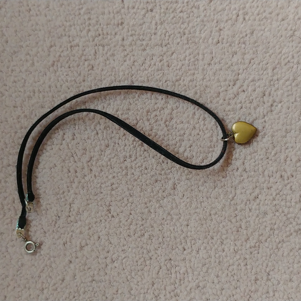Gold heart locket choker